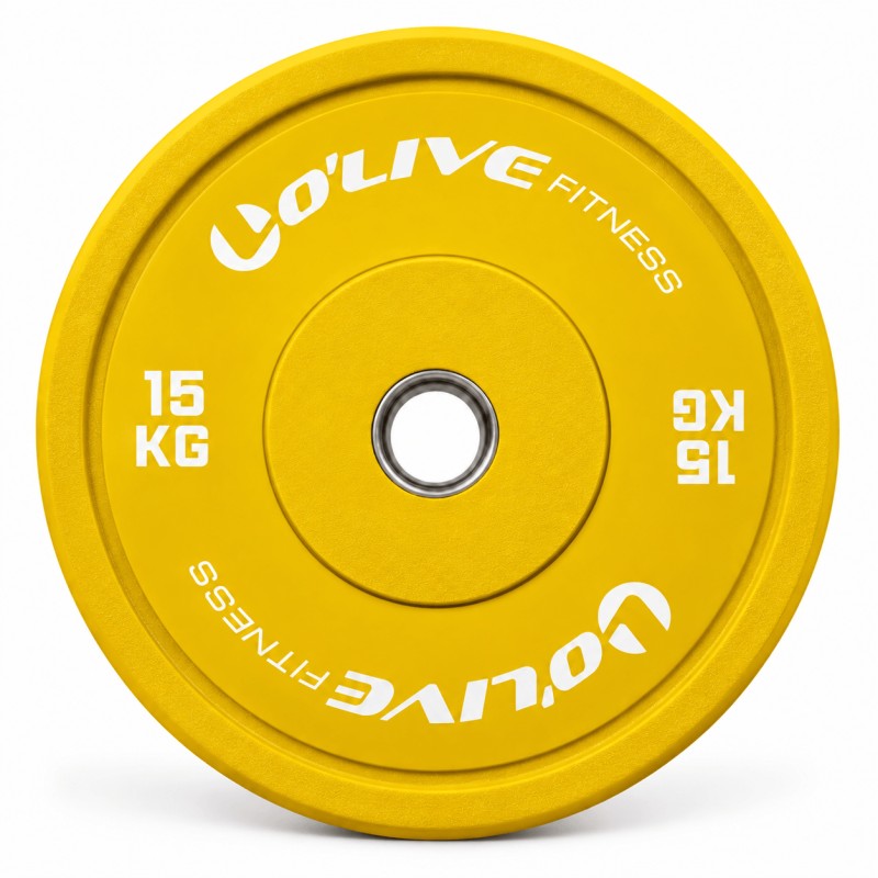 Disco Olímpico Bumper O'Live Fitness, 15 kg Amarillo